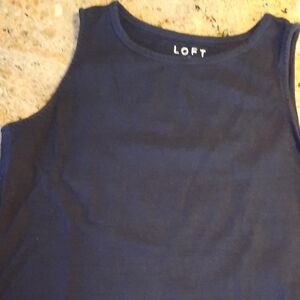 LOFT Navy Sleeveless Crewneck Tank